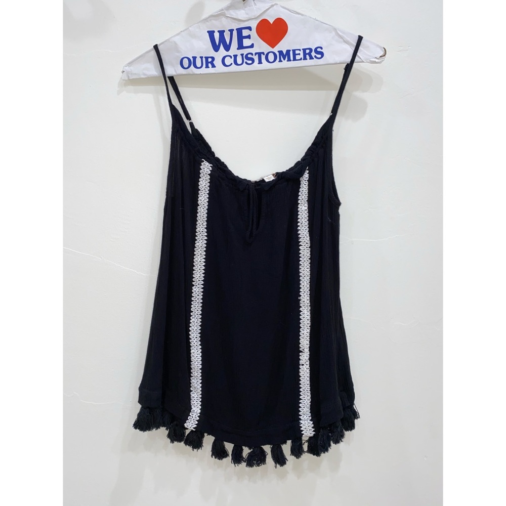 Ella Moss Tassle Black Tank Top - XS